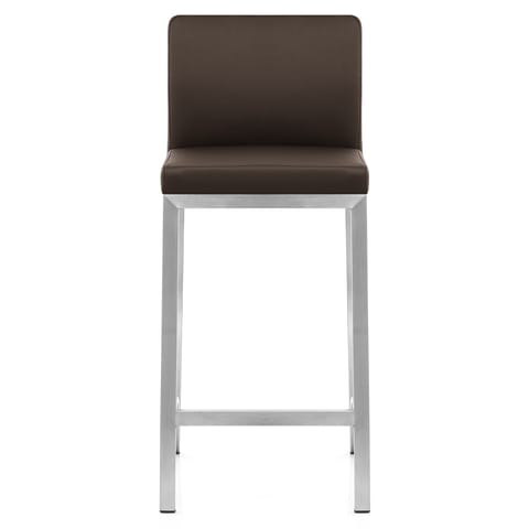 Leah Brushed Real Leather Stool Brown