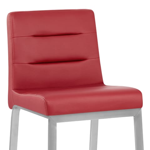 Stella Brushed Steel Stool Red