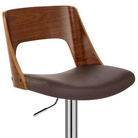 Carmen Leather Bar Stool Walnut & Brown