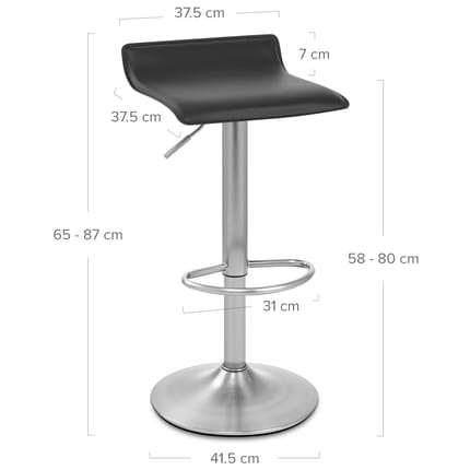 Mars Brushed Steel Bar Stool Black Dimensions