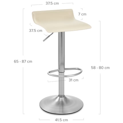 Mars Brushed Steel Bar Stool Cream Dimensions