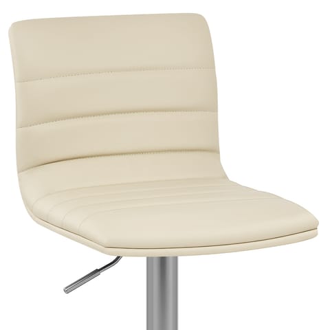 Linear Brushed Steel Bar Stool Cream