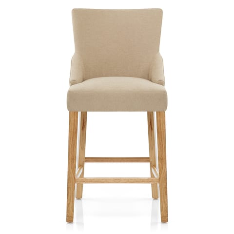 Magna Oak & Beige Fabric Bar Stool
