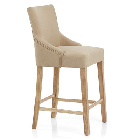 Magna Oak & Beige Fabric Bar Stool