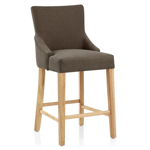 Magna Oak & Brown Fabric Bar Stool
