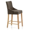 Magna Oak & Brown Fabric Bar Stool
