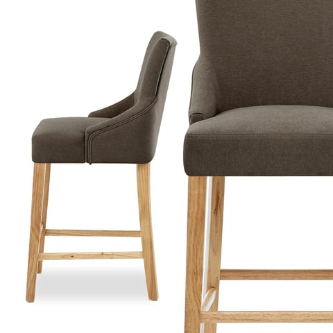 Magna Oak & Brown Fabric Bar Stool