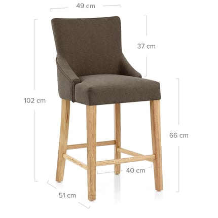 Magna Oak & Brown Fabric Bar Stool Dimensions