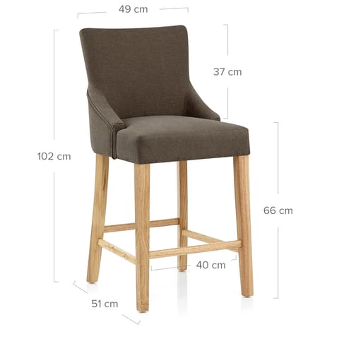 Magna Oak & Brown Fabric Bar Stool