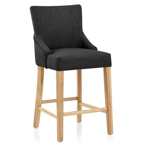 Magna Oak & Grey Fabric Bar Stool