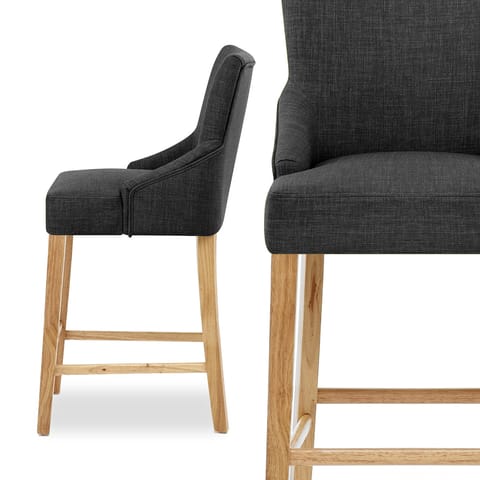 Magna Oak & Grey Fabric Bar Stool