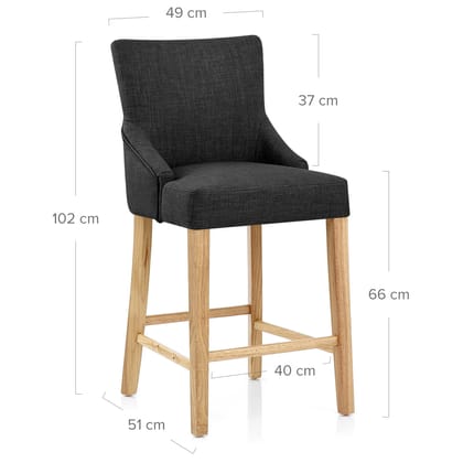 Magna Oak & Grey Fabric Bar Stool Dimensions