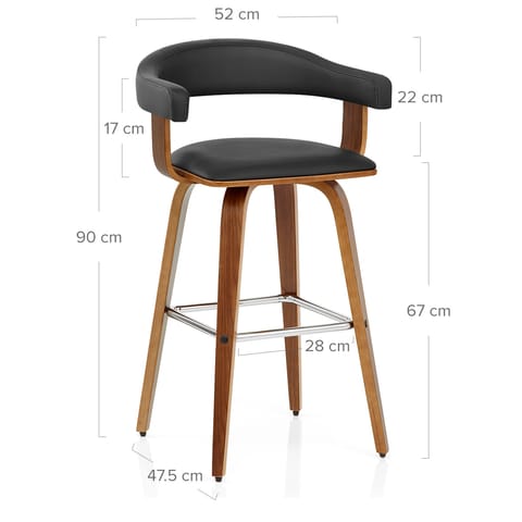 Ontario Walnut Bar Stool Black