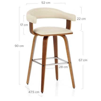 Ontario Walnut Bar Stool Cream Dimensions