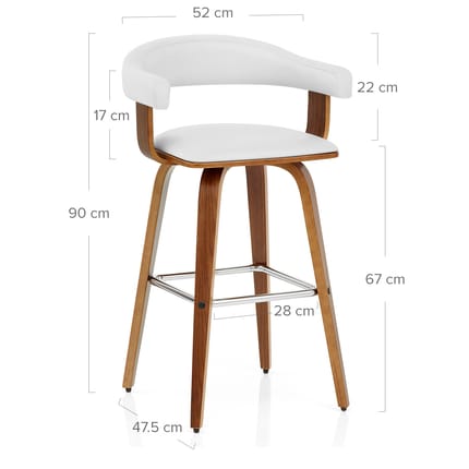 Ontario Walnut Bar Stool White Dimensions