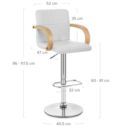 Burton Oak Bar Stool White Dimensions