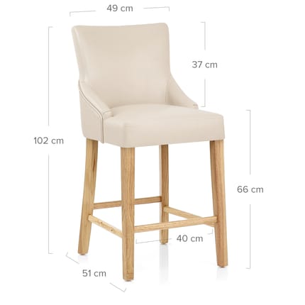 Magna Oak & Cream Faux Leather Stool Dimensions