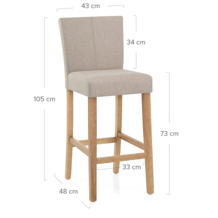 Cornell Oak Bar Stool Tweed Fabric Dimensions