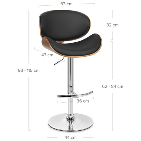 Theo Walnut Bar Stool Black