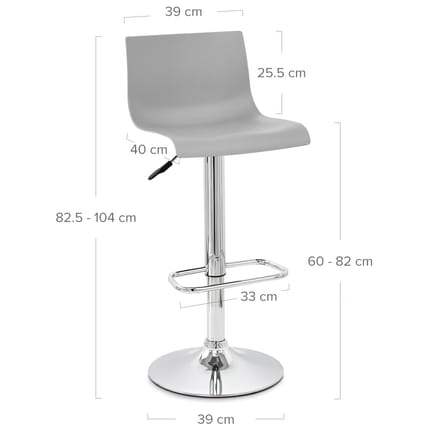 Serena Bar Stool Grey Dimensions