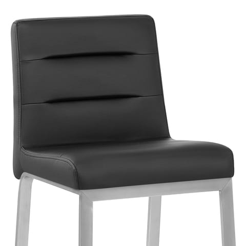 Stella Brushed Steel Stool Black