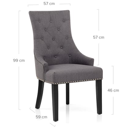 Ascot Dining Chair Charcoal Fabric Dimensions