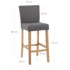 Cornell Oak Bar Stool Grey Fabric