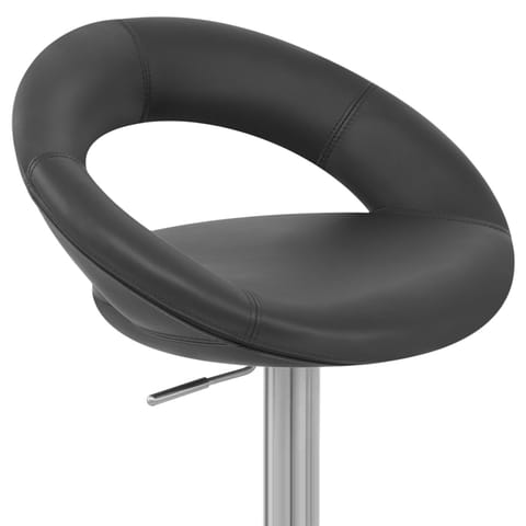 Real Leather Crescent Bar Stool Black