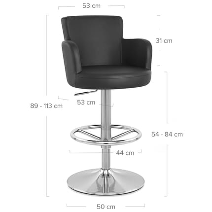 Chateau Brushed Bar Stool Black Dimensions