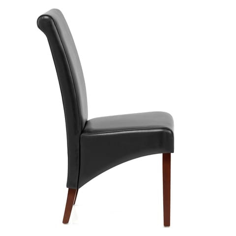 Carlo Walnut Chair Black Leather