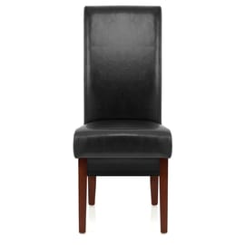 Carlo Walnut Chair Black Leather