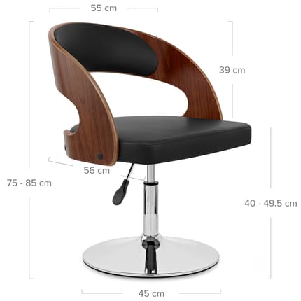 Evelyn Chair Walnut & Black Dimensions