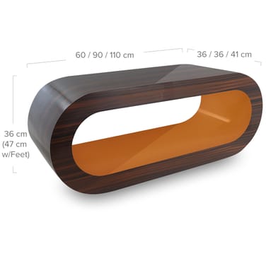 Walnut Orbit Coffee Table Orange Inner Dimensions