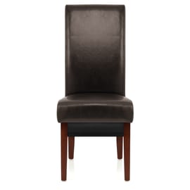 Carlo Walnut Chair Brown Leather