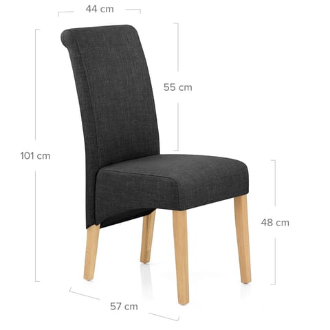 Carlo Oak Chair Charcoal Fabric