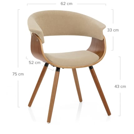 Grafton Dining Chair Walnut & Beige Dimensions