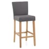 Cornell Oak Bar Stool Grey Fabric