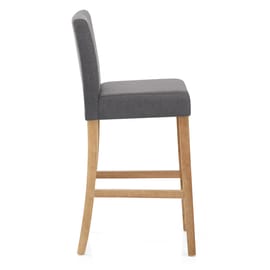 Cornell Oak Bar Stool Grey Fabric