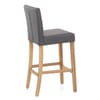 Cornell Oak Bar Stool Grey Fabric