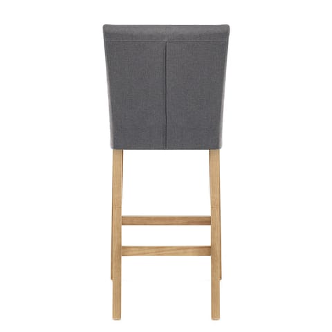 Cornell Oak Bar Stool Grey Fabric