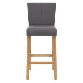 Cornell Oak Bar Stool Grey Fabric