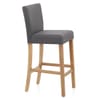 Cornell Oak Bar Stool Grey Fabric
