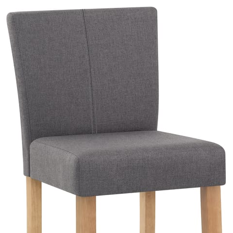 Cornell Oak Bar Stool Grey Fabric