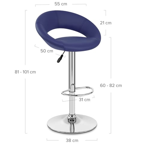 Padded Crescent Bar Stool Blue