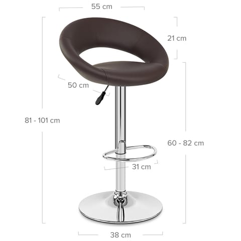 Padded Crescent Bar Stool Brown