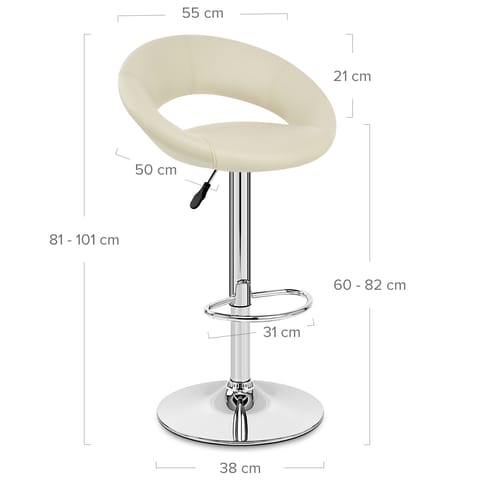 Padded Crescent Bar Stool Cream