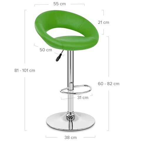 Padded Crescent Bar Stool Green