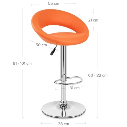 Padded Crescent Bar Stool Orange Dimensions