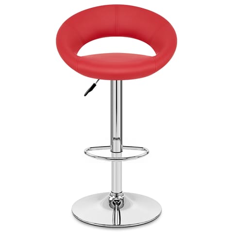 Padded Crescent Bar Stool Red
