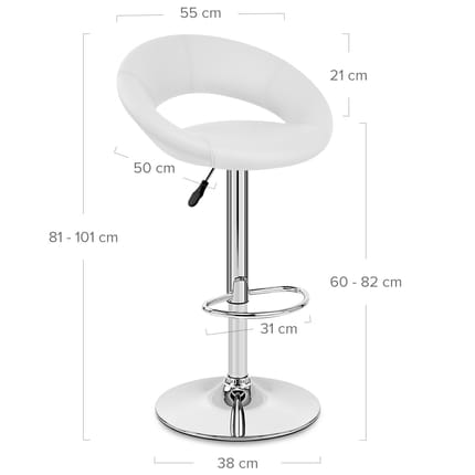 Padded Crescent Bar Stool White Dimensions